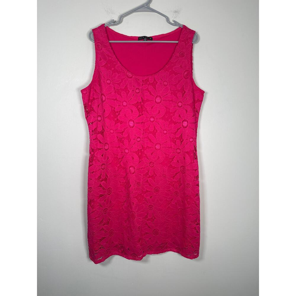 Tiana B Womens Sleeveless Lace Sheath Dress XL Pink Floral
